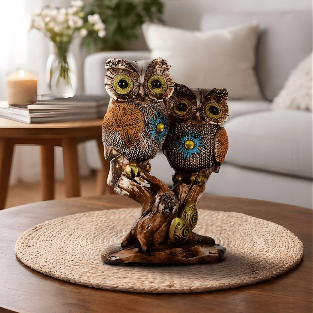 OwlBond™ Resin Decor Showpiece – Couple Owl Figurine on Tree - Memories InsiteCOUPLE OWL SCULPTURE- ( GOLDEN )